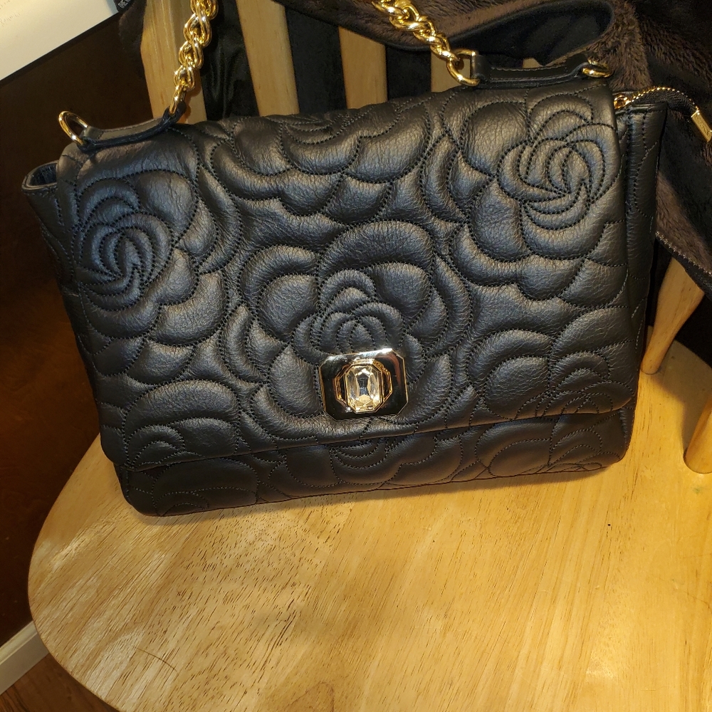 Black top handle quilted Satchel